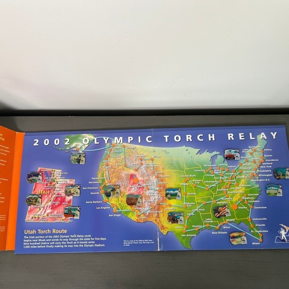 2002 Winter Olympics Torch Relay Pin Collection - 14 Pins and Bonus Post Cards